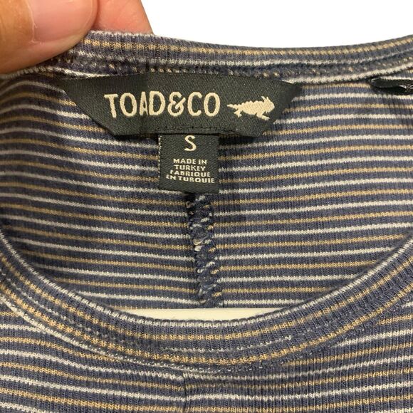 Toad and Co Womens Daisy Rib Sleeveless Striped Midi Dress Pockets S Outdoors - Picture 3 of 8